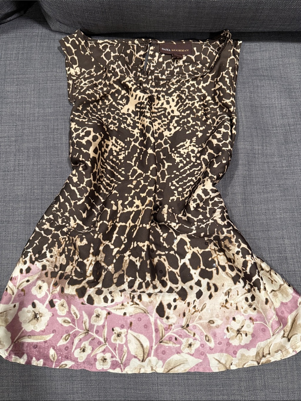 Diane Buchman Brown, Cream & Pink Printed Top